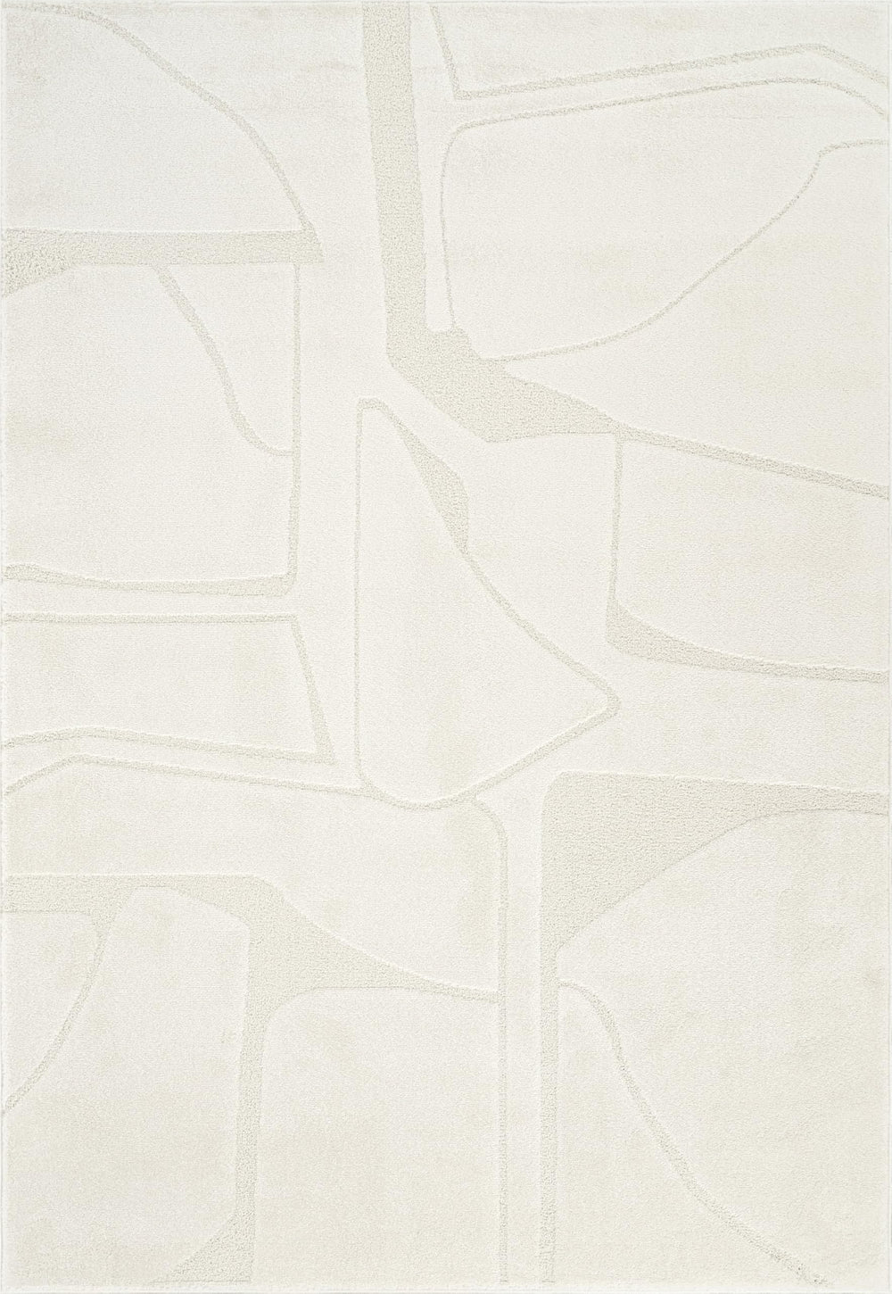 Cream Geometric Area Rug – Power-Loomed Polypropylene