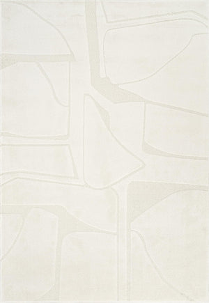 Cream Geometric Area Rug – Power-Loomed Polypropylene