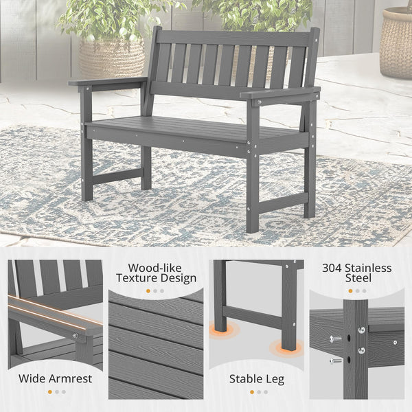 HDPS Outdoor Bench with Ergonomic Backrest, 2-Person