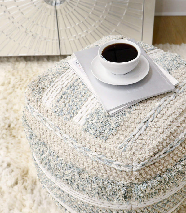 Cotton Pouf Ottoman 20x20x20 – Handwoven Square Floor Pouf