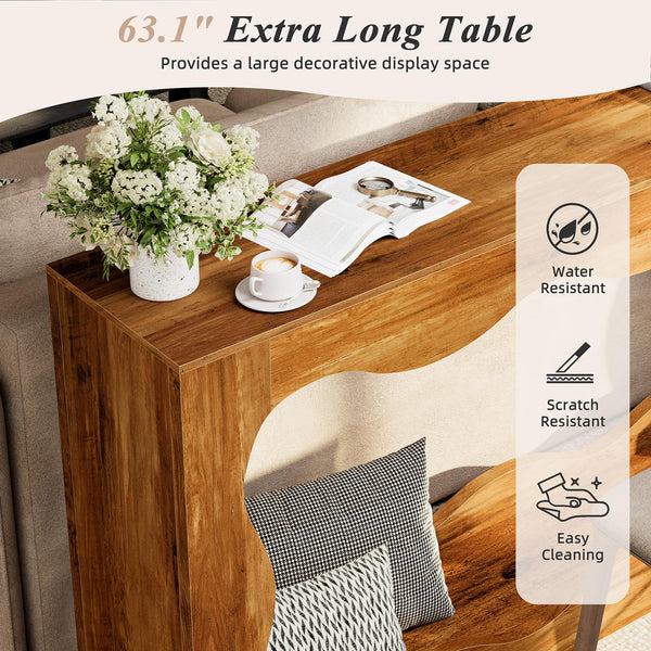 Farmhouse Console Table with LED Light