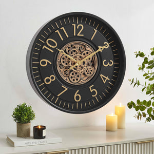 Moving Gear Wall Clock with Roman Numerals – Modern Analog Decor