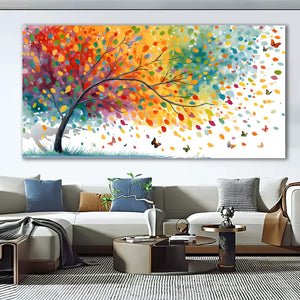 Tree of Life Canvas Wall Art – Colorful Butterfly Landscape, Multiple Sizes