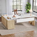 L-Shaped Executive Desk with Cabinet & Storage