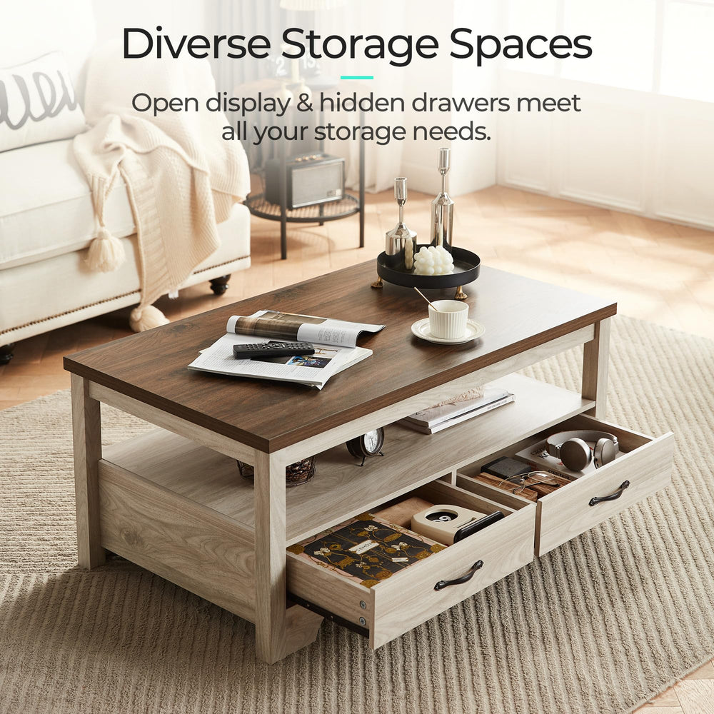 3-Piece Farmhouse Living Room Table Set with Charging Station