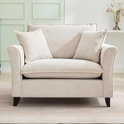 Chenille Accent Chair with Pillows – Oversized Armchair