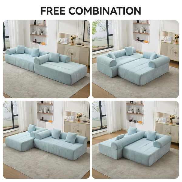 119" Modular Sectional Sofa with Chaise – Chenille, No Assembly
