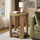 2-Tier Round Side End Table with Storage Shelves