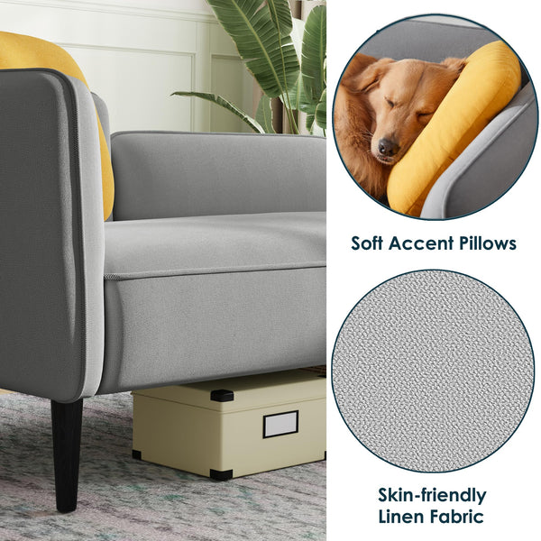 57" 2-Seater Loveseat Sofa with Storage and Removable Tray