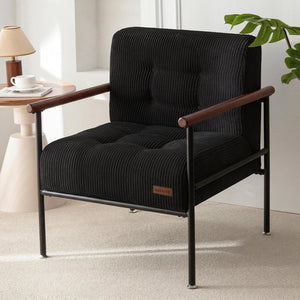 Modern Upholstered Accent Chair with Wood Armrests