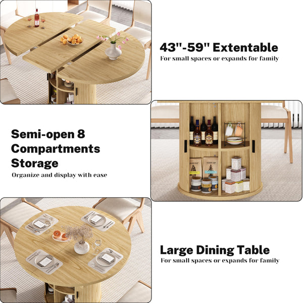 Extendable Dining Table with Storage