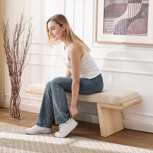 47.2" Upholstered Bedroom Bench with Wood Frame
