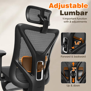 Ergonomic Mesh Office Chair with Footrest, Reclining Back & Adjustable Lumbar Support