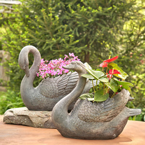 Swan Flower Planters Set of 2 — Magnesium, Indoor & Outdoor