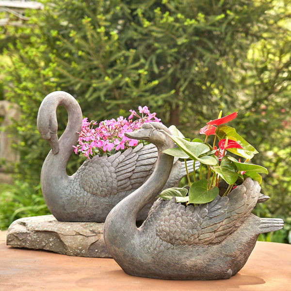 Swan Flower Planters Set of 2 — Magnesium, Indoor & Outdoor