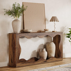 63" Farmhouse Console Table with Storage