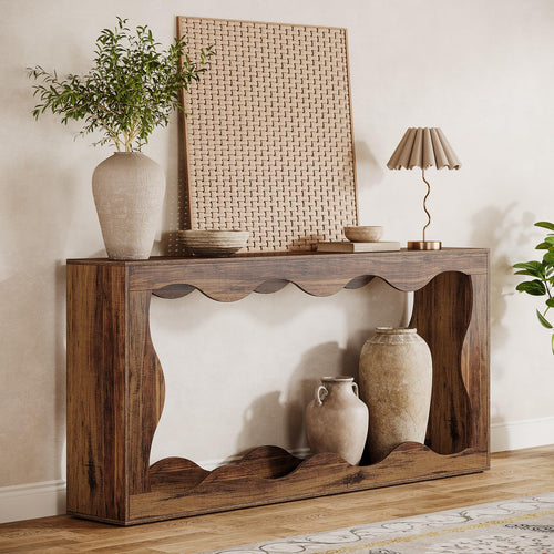 63" Farmhouse Console Table with Storage