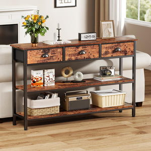 47-Inch Console Table with 3 Drawers and Storage Shelves