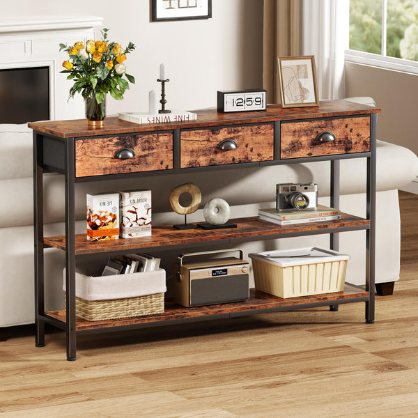 47-Inch Console Table with 3 Drawers and Storage Shelves