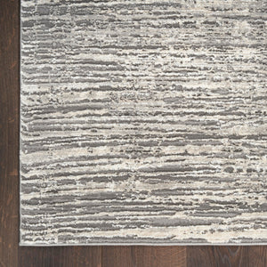 Ivory Grey Abstract Area Rug – Recycled Polyester, Low-Pile, Multi-Size