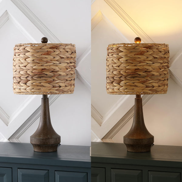 Rustic Rattan Table Lamp Set of 2