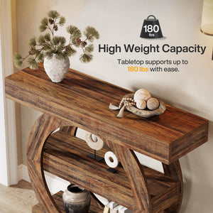 3-Tier Farmhouse Console Table with Storage Shelves