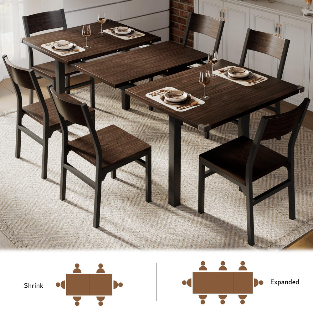 7-Piece Extendable Dining Table Set with 6 Chairs
