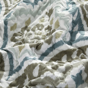Teal Aqua Floral Quilted Coverlet Bedspread Set with Shams & Pillows