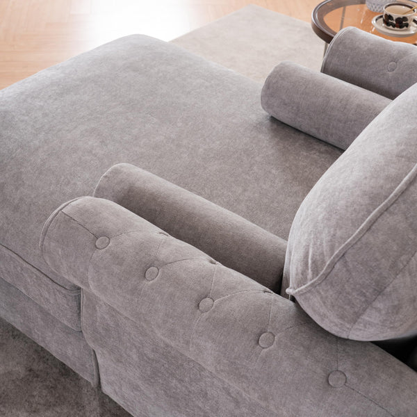 Chenille Recliner Sofa Chair with Curved Armrests & Pocket Springs