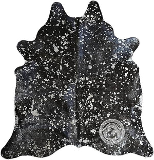 Metallic Cowhide Area Rug – Genuine Leather, 6x7-8 Ft