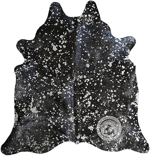 Metallic Cowhide Area Rug – Genuine Leather, 6x7-8 Ft