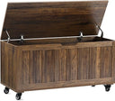 Wooden Storage Bench with Wheels & Safety Hinges – 300 lbs Capacity