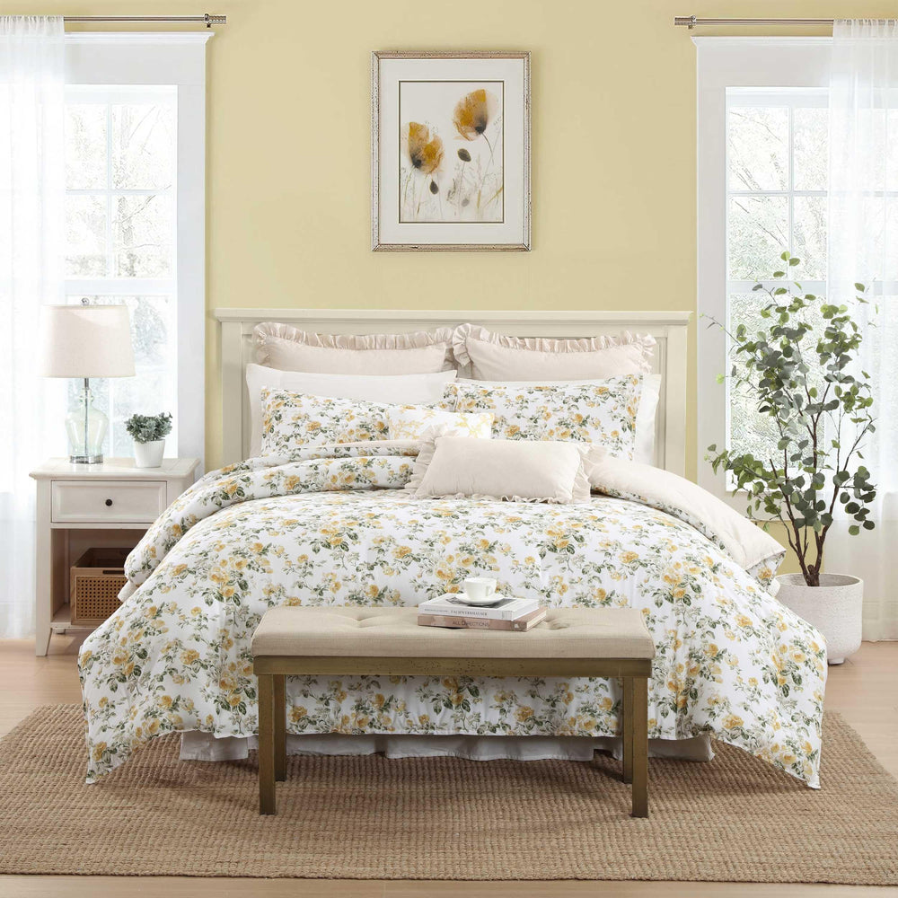 Floral Comforter Set with Shams & Decorative Pillows