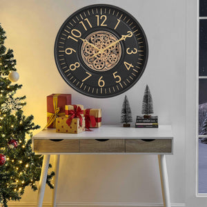Moving Gear Wall Clock with Roman Numerals – Modern Analog Decor