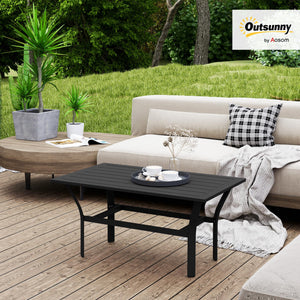 Outdoor Metal Patio Coffee Table with Slatted Top