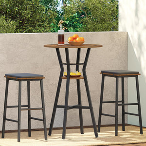 2-Tier Round Bar Table with Lower Shelf