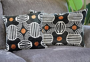 Handmade Velvet Throw Pillow – Geometric Striped, Down Feather Fill