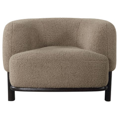 Barrel Back Accent Chair — Upholstered with Oak Wood Frame