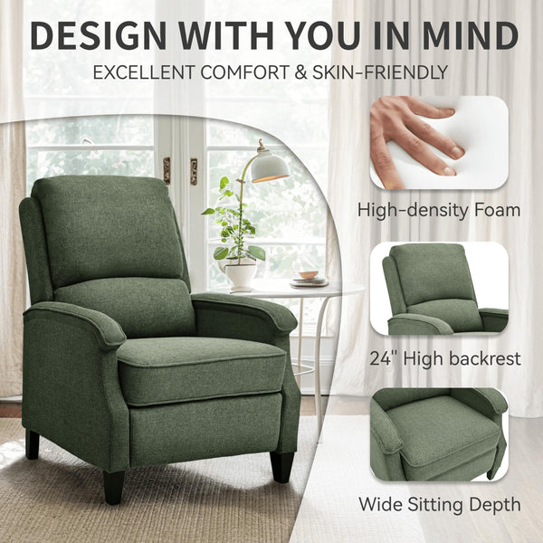 Recliner Chair with Adjustable Push Back and Lumbar Support