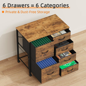 6 Drawer Mobile Lateral File Cabinet with Rolling Printer Stand