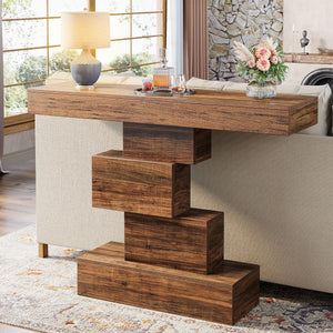 Farmhouse Console Table with Geometric Base, 42.5"