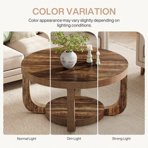 Round 2-Tier Coffee Table with Storage