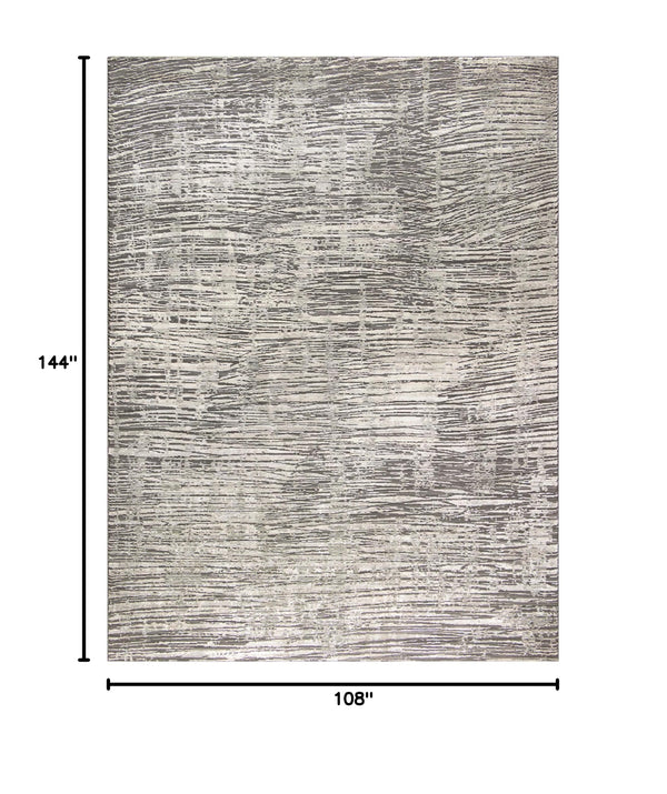Ivory Grey Abstract Area Rug – Recycled Polyester, Low-Pile, Multi-Size
