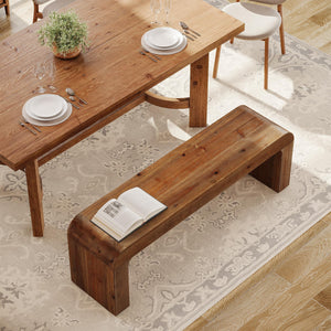 Solid Wood Dining Bench 55-Inch | Indoor Entryway & Bedroom Bench