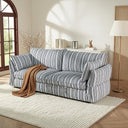 86" 3-Seater Storage Sofa with Striped Fabric & Wood Frame