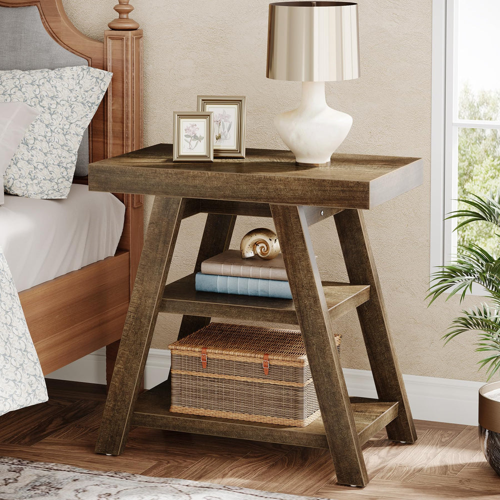 3-Tier Farmhouse End Table with Storage