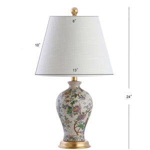 24" French Country Ceramic Floral Urn Table Lamp