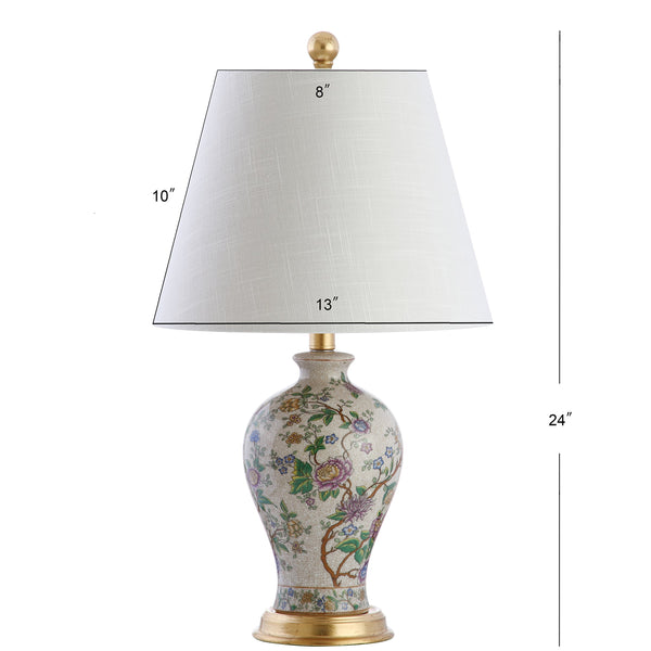 24" French Country Ceramic Floral Urn Table Lamp