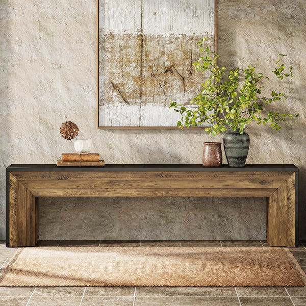 71" Extra Long Entryway Bench with Layered Design