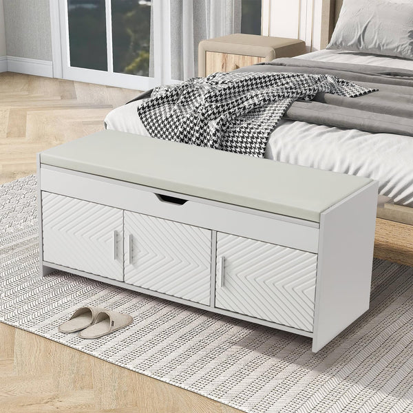 Lift Top Storage Bench with Cushioned Seat
